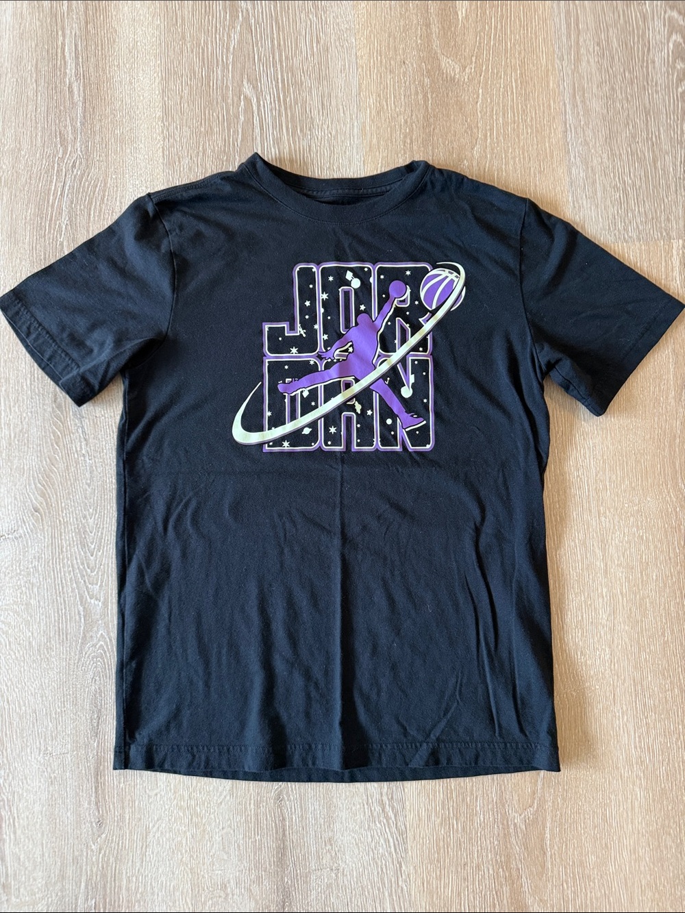 Jordan Black Tee with Purple and White Jumpman Graphic